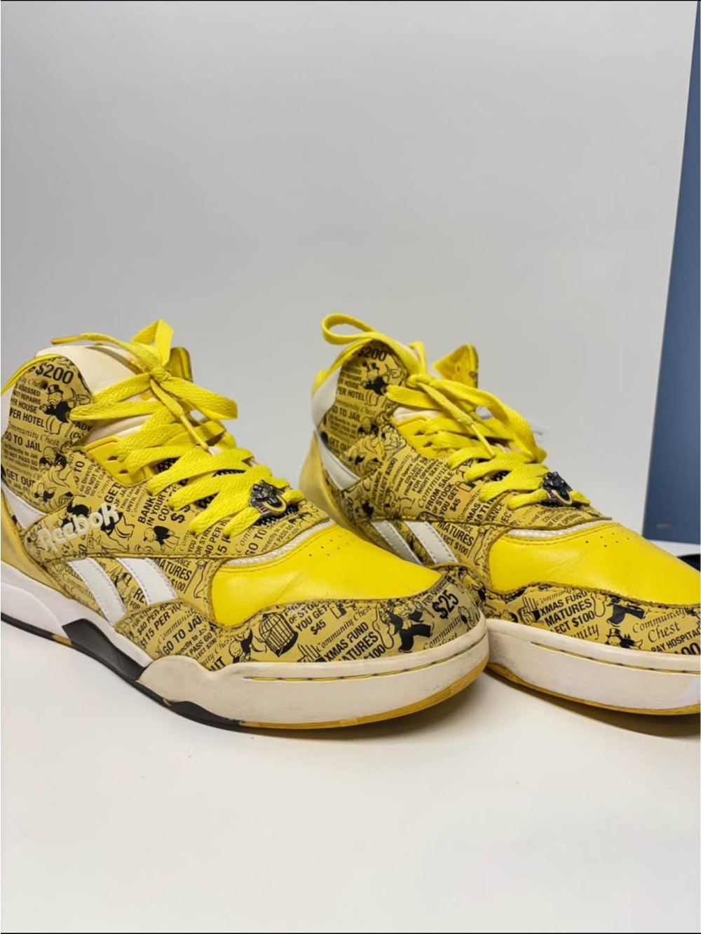 Reebok x Monopoly Reverse Jam Mid Sneakers Size 9 Rare Yellow